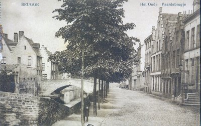Canal with Old Bridge in Bruges, c.1912 by Belgian Photographer